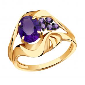Золотое кольцо Александра с фианитом и аметистом кл4293-3ск-си фото