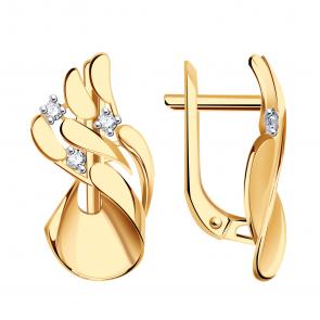 Золотые серьги Александра с фианитом кл4336аск фото