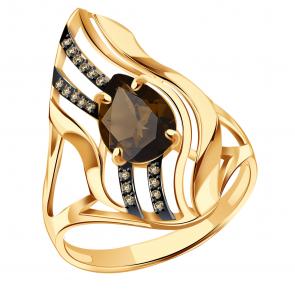 Золотое кольцо Александра с фианитом и раухтопазом кл4337-4ск-ш фото