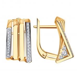 Золотые серьги Александра с фианитом кл4361аск фото