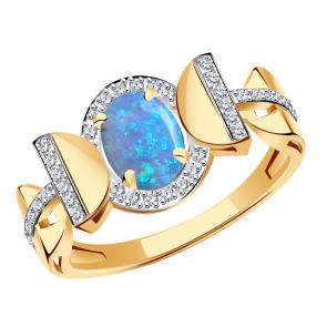 Золотое кольцо Александра с фианитом и опалом кл4363-15ск-1 фото