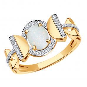 Золотое кольцо Александра с фианитом и опалом кл4363-15ск фото