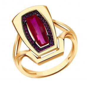 Золотое кольцо Александра с фианитом и рубиновым корундом кл4384-30ск-р фото