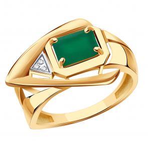 Золотое кольцо Александра с фианитом и агатом кл4420-12ск фото