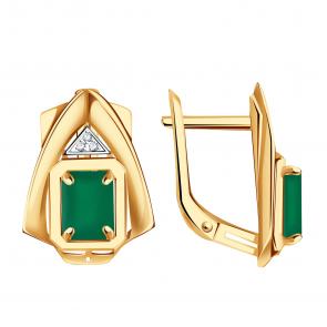 Золотые серьги Александра с фианитом и агатом кл4420а-12ск фото