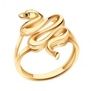 Золотое кольцо Символ года Змея Александра с фианитом кл4427ск-ч фото