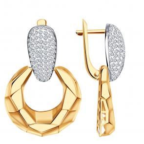 Золотые серьги Александра с фианитом кл4456аск фото