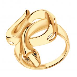 Золотое кольцо Символ года Змея Александра с фианитом кл4464ск-ч фото