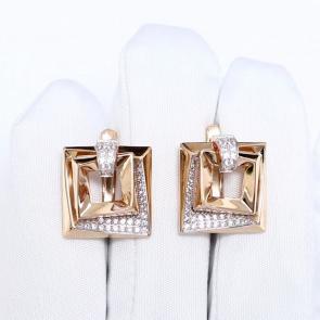 Золотые серьги Александра с фианитом кл4466аск фото