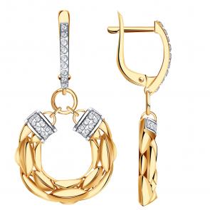 Золотые серьги Александра с фианитом кл4471асбк фото