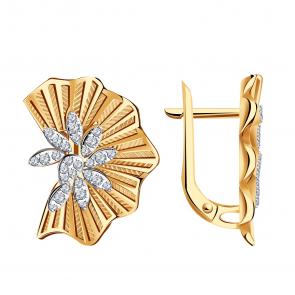 Золотые серьги Александра с фианитом кл4472асбк фото