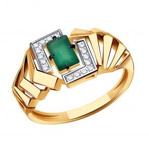 Золотое кольцо Александра с фианитом и агатом кл4490-12ск фото