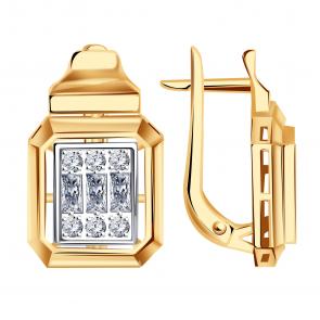 Золотые серьги Александра с фианитом кл4506аск фото