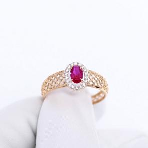 Золотое кольцо Александра с фианитом и рубиновым корундом кл4595-30ск фото