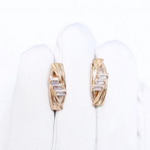 Золотые серьги Александра с фианитом кл4596аск фото