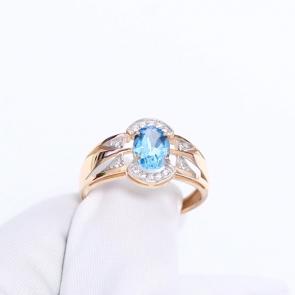 Золотое кольцо Александра с топазом и фианитом кл4611-78ск фото