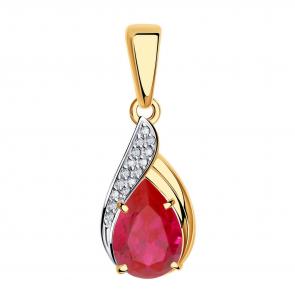 Золотая подвеска Александра с фианитом и рубиновым корундом п1069-30ск фото