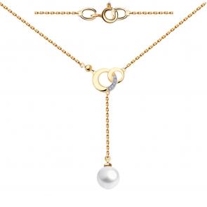 Золотое колье Александра с фианитом и жемчугом п1122-10ск фото