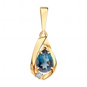 Золотая подвеска Александра с фианитом и Лондон топазом п1185-28ск фото