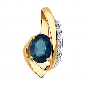 Золотая подвеска Александра с фианитом и Лондон топазом п1186-28ск фото