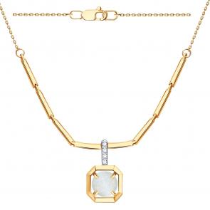 Золотое колье Александра с фианитом и опалом п1279-15ск фото