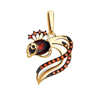 Золотая подвеска Александра с фианитом и гранатом п535-2ск-к фото