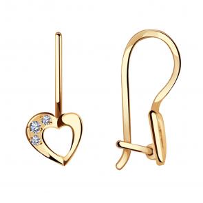 Золотые серьги Александра с фианитом С266ск фото