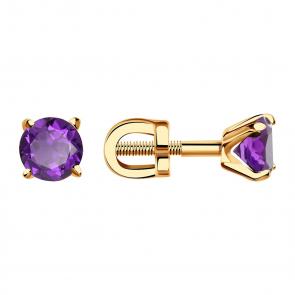 Золотые серьги Александра с аметистом с406-3ск фото