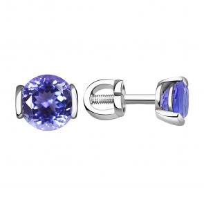 Серьги из белого золота Александра с танзанитом с575сб фото
