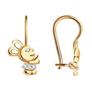 Золотые серьги Александра с фианитом с598ск фото