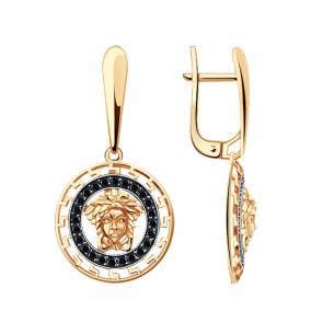 Золотые серьги Александра с фианитом с613-20ск-ч фото