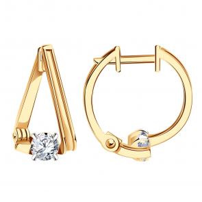 Золотые серьги Александра с фианитом с693ск фото