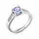 Кольцо из белого золота ERA Jewellery с бриллиантом и танзанитом