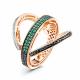 Золотое кольцо-трансформер ERA Jewellery с изумрудом, сапфиром, бриллиантом и чёрным бриллиантом