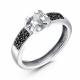 Кольцо из белого золота ERA Jewellery с бриллиантом и чёрным бриллиантом