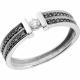 Кольцо из белого золота ERA Jewellery с бриллиантом и чёрным бриллиантом