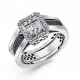 Кольцо-трансформер из белого золота ERA Jewellery с бриллиантом и чёрным бриллиантом