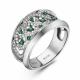 Кольцо из белого золота ERA Jewellery с бриллиантом и изумрудом
