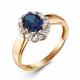 Золотое кольцо ERA Jewellery с бриллиантом и сапфиром