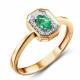 Золотое кольцо ERA Jewellery с бриллиантом и изумрудом