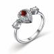 Серебряное кольцо АЛЬКОР с фианитом и гранатом