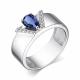 Серебряное кольцо АЛЬКОР с фианитом и гидротермальным сапфиром