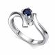 Серебряное кольцо АЛЬКОР с бриллиантом и гидротермальным сапфиром