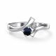 Серебряное кольцо АЛЬКОР с бриллиантом и гидротермальным сапфиром