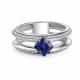 Серебряное кольцо АЛЬКОР с фианитом и гидротермальным сапфиром