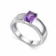 Серебряное кольцо АЛЬКОР с фианитом и аметистом