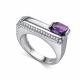 Серебряное кольцо АЛЬКОР с фианитом и аметистом