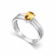 Серебряное кольцо АЛЬКОР с фианитом и цитрином