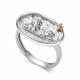 Серебряное кольцо АЛЬКОР с золотой накладкой и бриллиантом