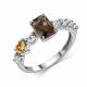 Серебряное кольцо АЛЬКОР с фианитом и раухтопазом